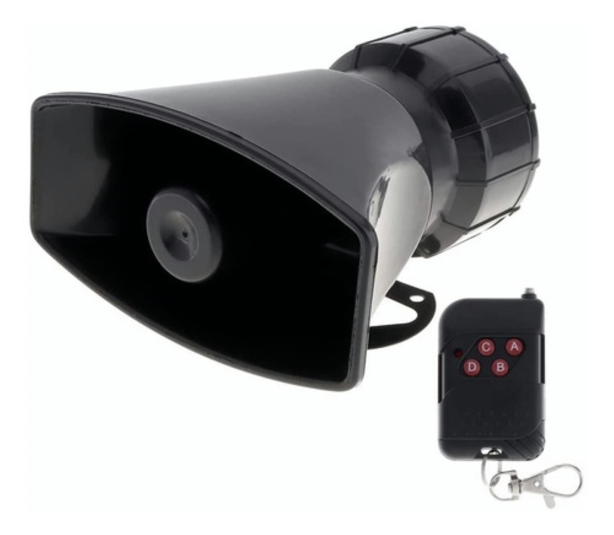 Sirena 7 Tonos Policía Pato Patrulla 100w Con Bocina Negro