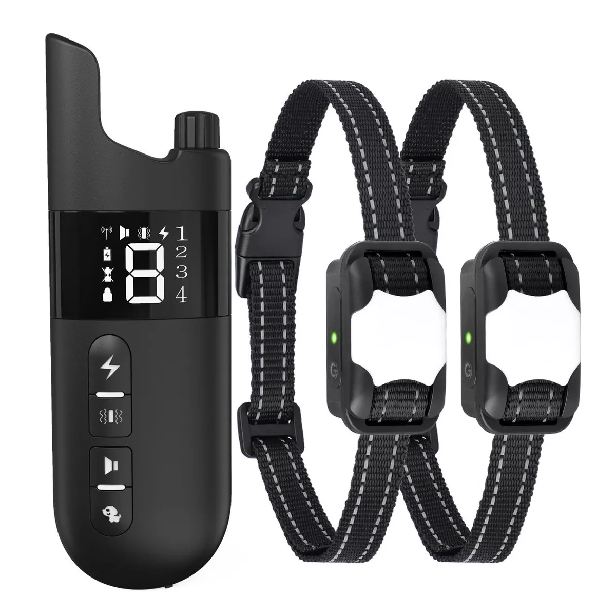 Set Anti Ladrido Perro Entrenamiento 2collar Eléctrico De Sonido Negro