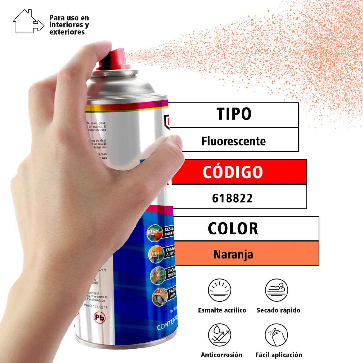 Pintura color naranja fluorescente en aerosol