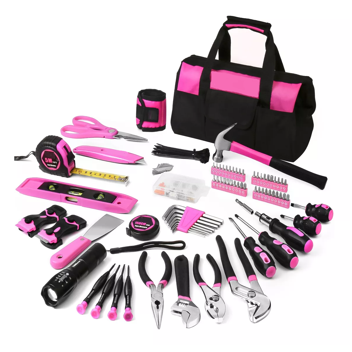 Juego De Herramientas Mecánicas Para Mujer Rosa 222 Piezas