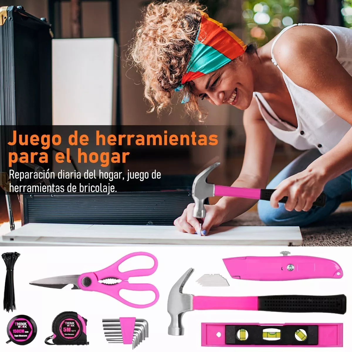 Juego De Herramientas Mecánicas Para Mujer Rosa 222 Piezas