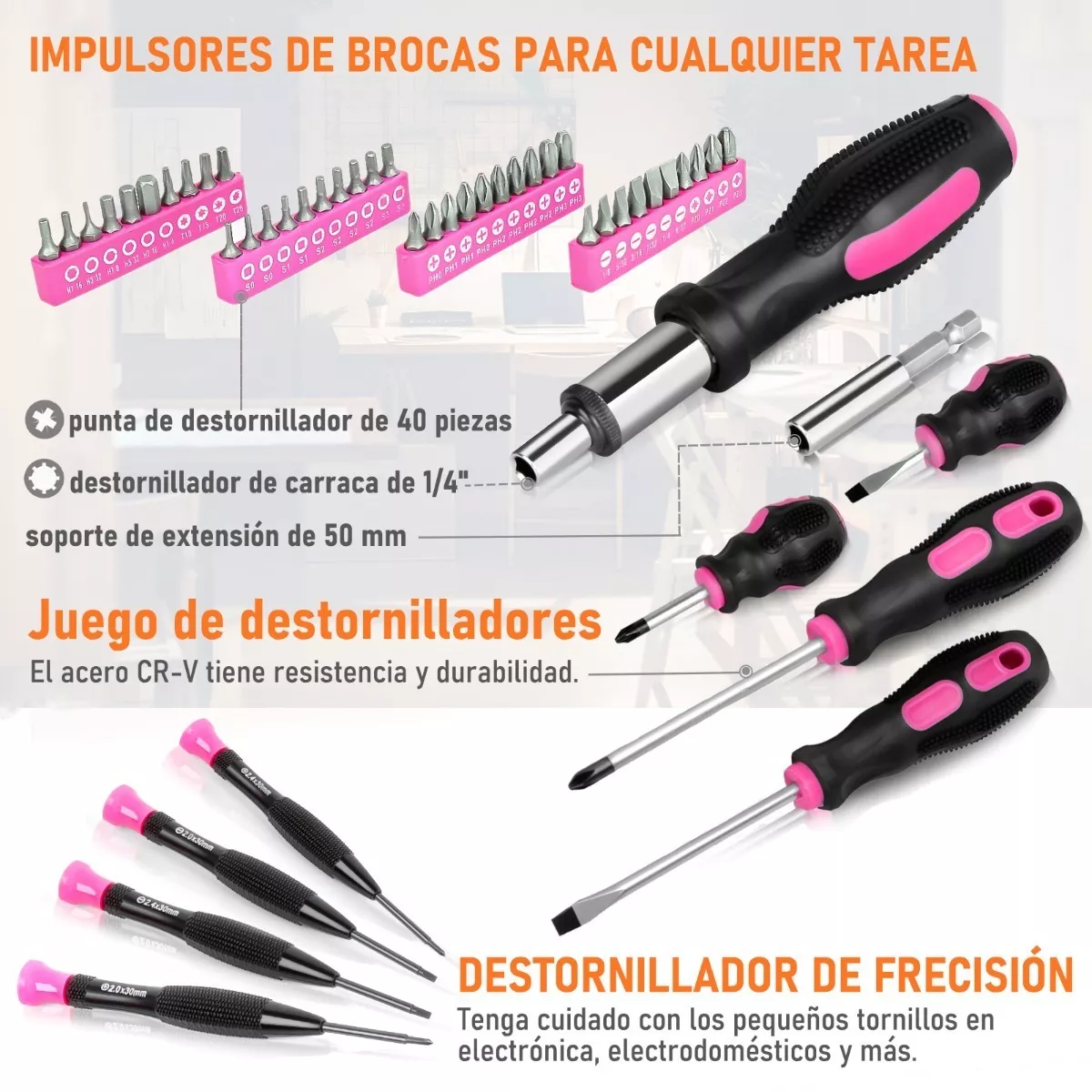 Juego De Herramientas Mecánicas Para Mujer Rosa 222 Piezas
