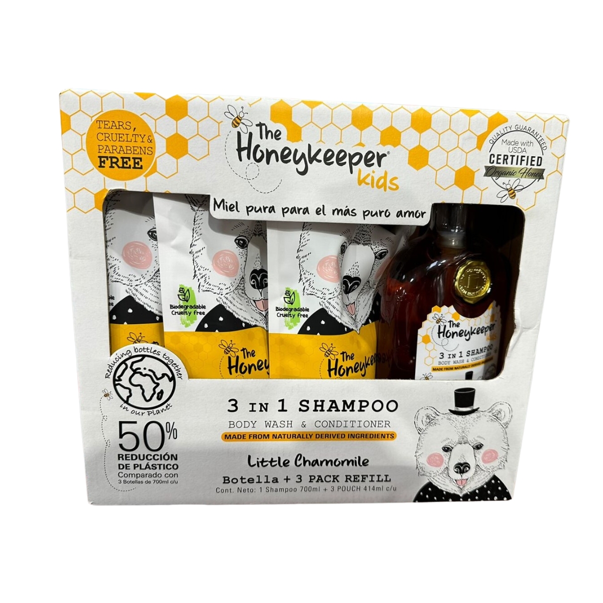 1 Shampoo De 700ml. + 3 Pouch De 414ml. c/u The Honeykeeper Kids CST