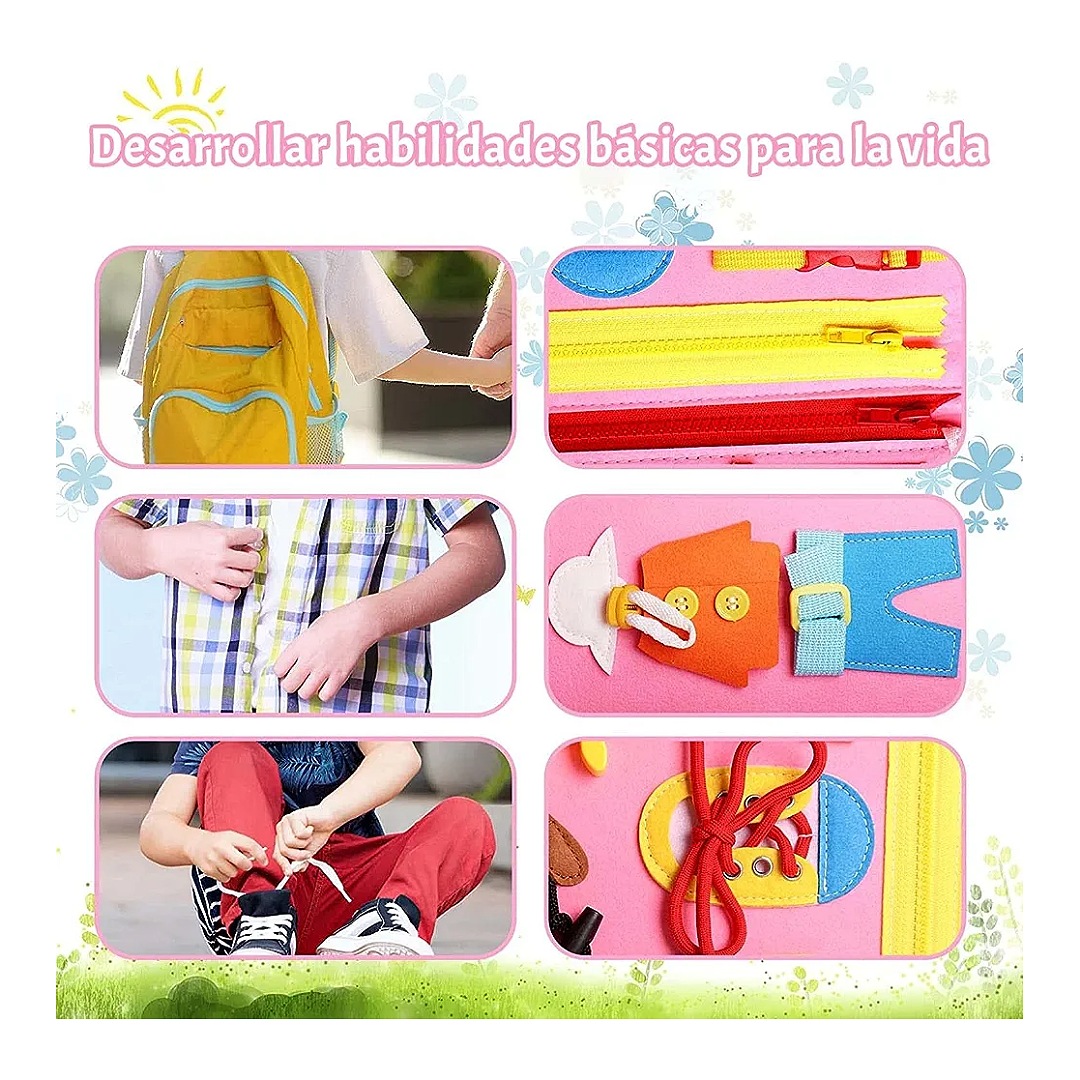 JIUS@FF Tableros De Actividades para Niños Pequeños, Juguetes Montessori, Juguetes Sensoriales Y Educativos, Juguetes para Niños O Niñas Pequeños (Verde)