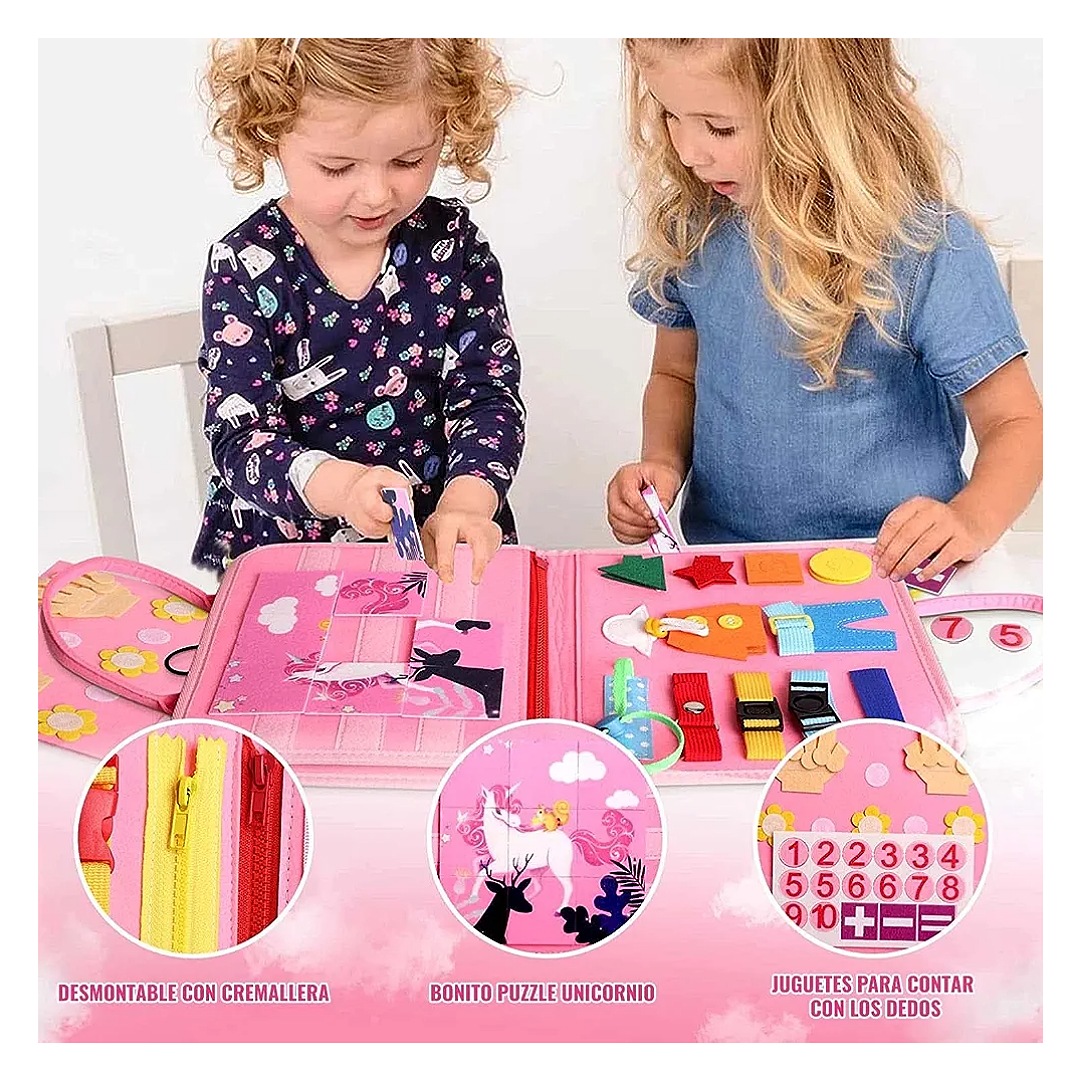 JIUS@FF Tableros De Actividades para Niños Pequeños, Juguetes Montessori, Juguetes Sensoriales Y Educativos, Juguetes para Niños O Niñas Pequeños (Verde)