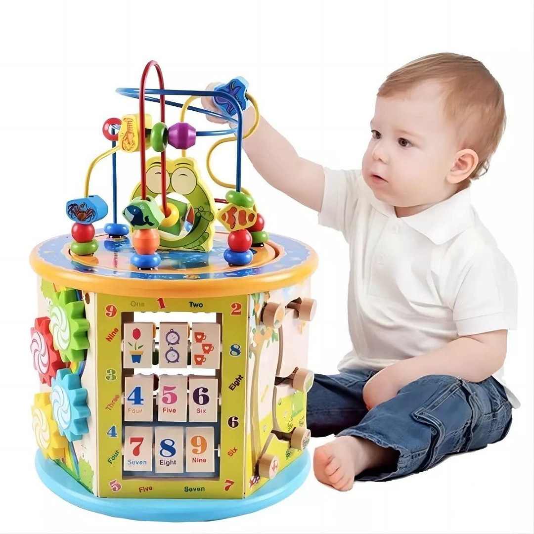 EMYM Juguete Didactico para Bebes y Niños Cubo Redondo con 8 Funciones Únicas: Laberinto, Cuenta De Números, Reloj, Figuras ¡Y Más! Ideal para El Desarrollo del Niño, Juguete de Montessoriñ