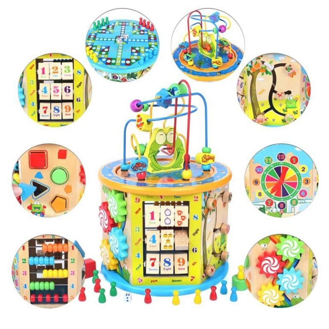 EMYM Juguete Didactico para Bebes y Niños Cubo Redondo con 8 Funciones Únicas: Laberinto, Cuenta De Números, Reloj, Figuras ¡Y Más! Ideal para El Desarrollo del Niño, Juguete de Montessoriñ