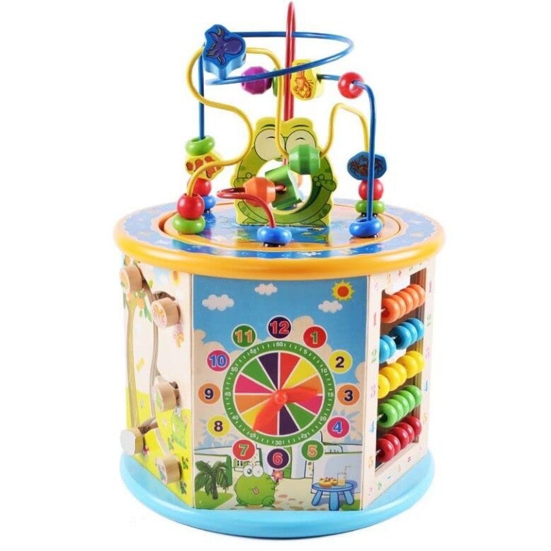 EMYM Juguete Didactico para Bebes y Niños Cubo Redondo con 8 Funciones Únicas: Laberinto, Cuenta De Números, Reloj, Figuras ¡Y Más! Ideal para El Desarrollo del Niño, Juguete de Montessoriñ