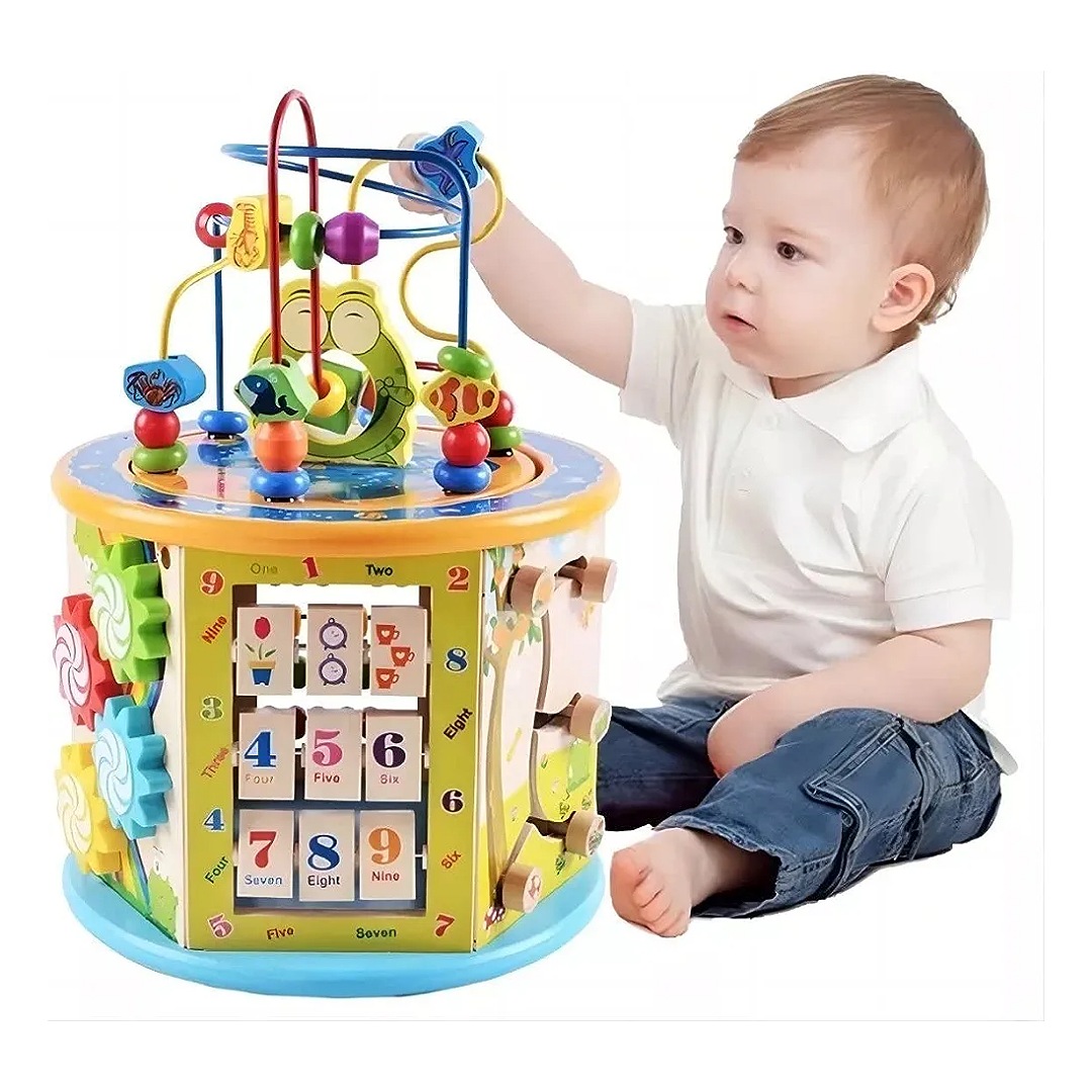 EMYM Juguete Didactico para Bebes y Niños Cubo Redondo con 8 Funciones Únicas: Laberinto, Cuenta De Números, Reloj, Figuras ¡Y Más! Ideal para El Desarrollo del Niño, Juguete de Montessoriñ