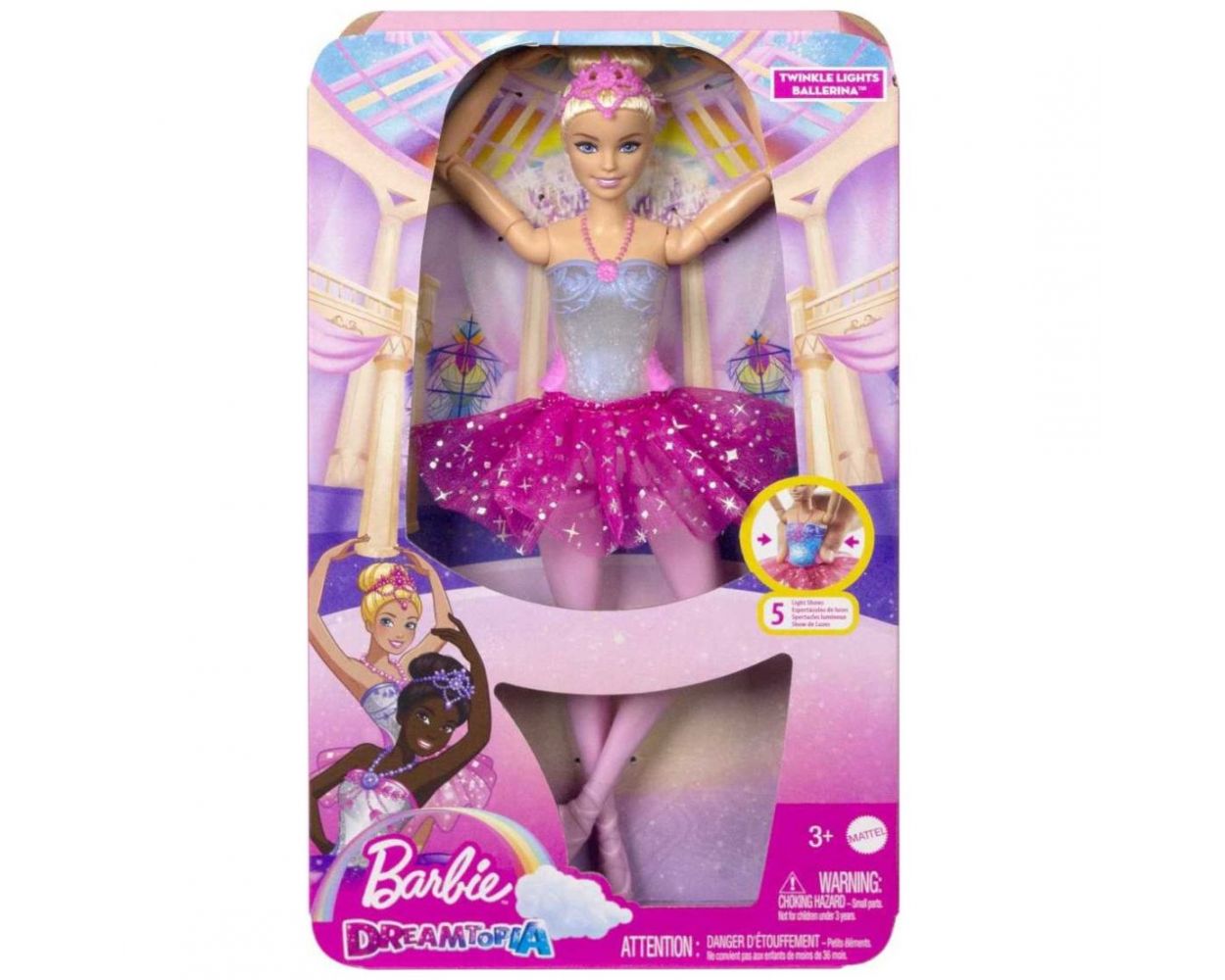  Barbie Fantasía Muñeca Bailarina Luces Brillantes Tutú Rosa