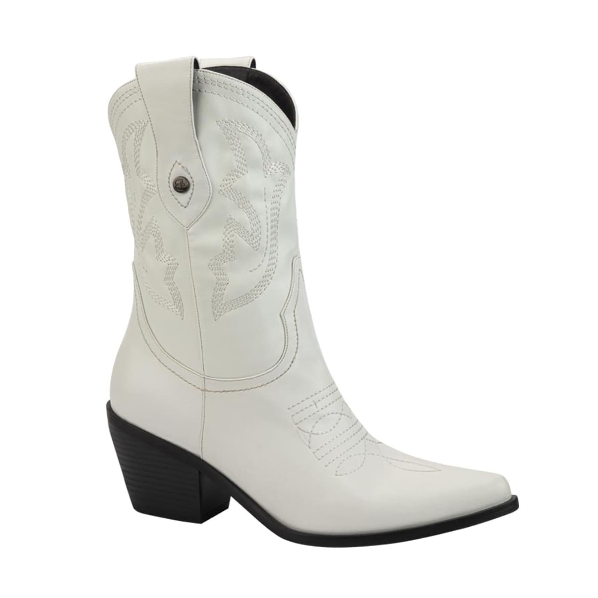 Botas vaqueras blancas Belinda Peregrin con tubo bordado 1085480