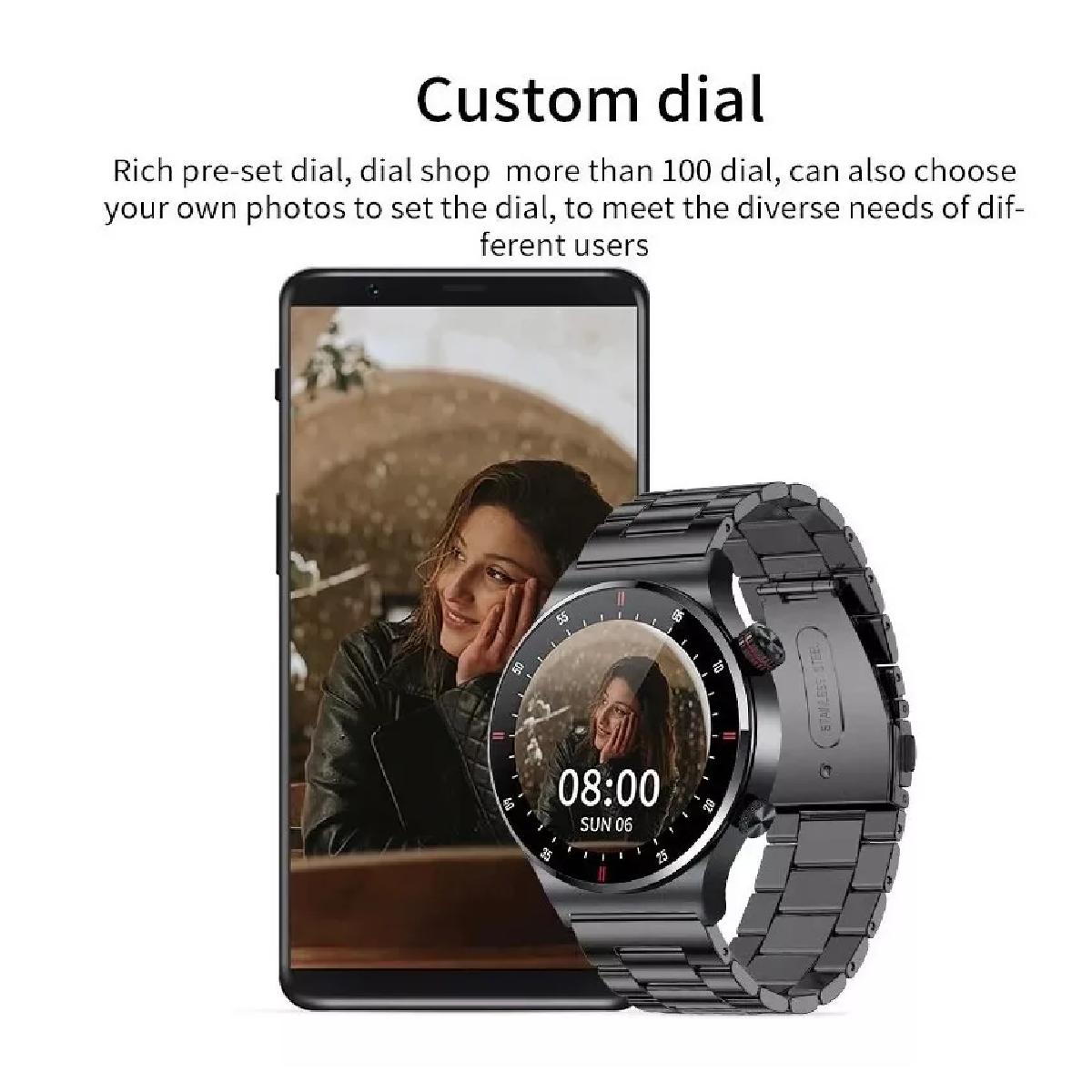 Reloj Inteligente Hombre Bluetooth Llamada Deporte Negro