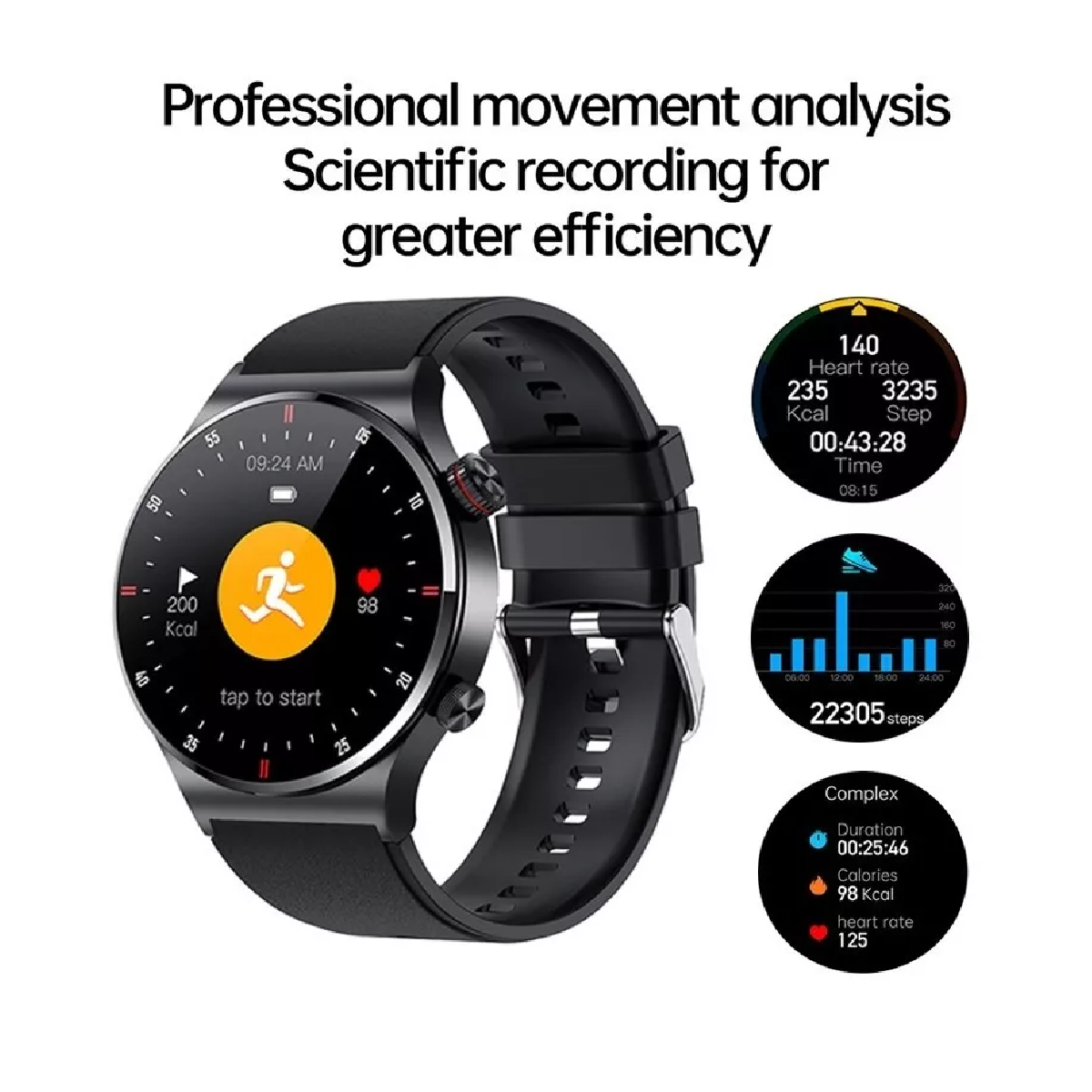 Reloj Inteligente Hombre Bluetooth Llamada Deporte Negro