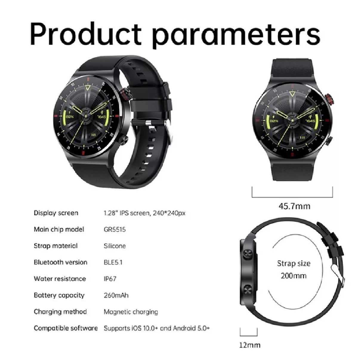 Reloj Inteligente Hombre Bluetooth Llamada Deporte Negro
