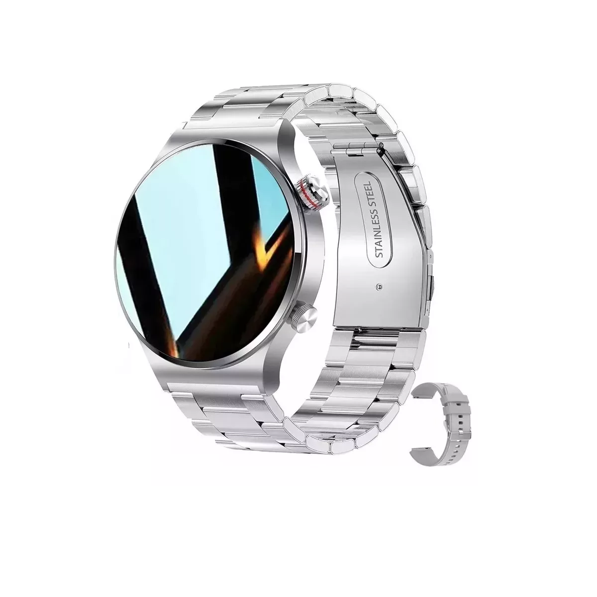 Reloj Inteligente Hombre Bluetooth Llamada Deporte Plateado