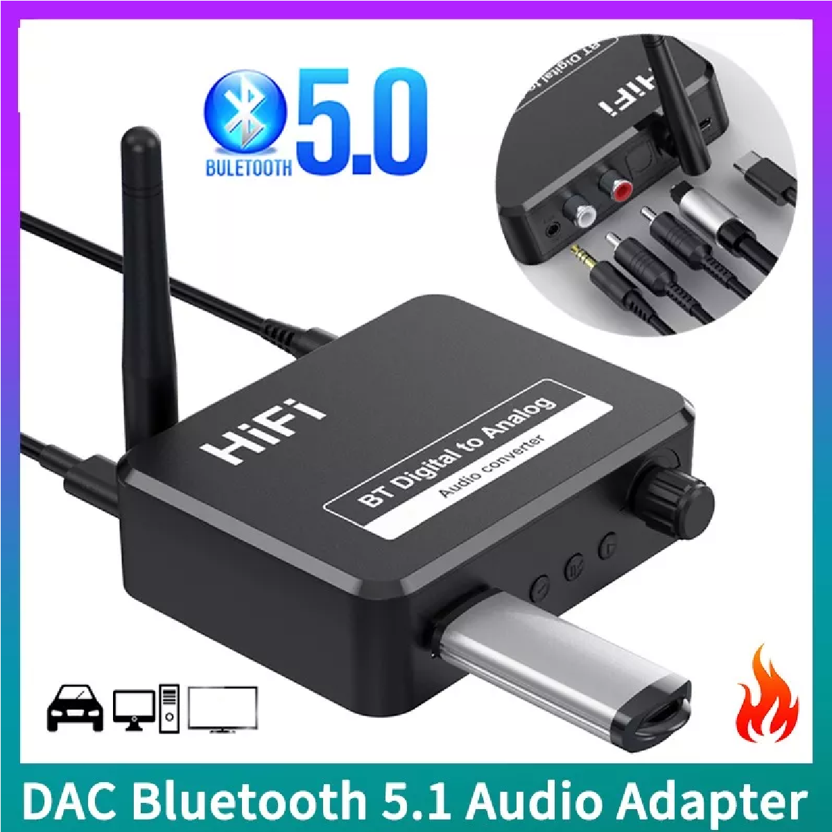 Rca Receptor Bluetooth 5.1 ,convertidor Digital A Analógico