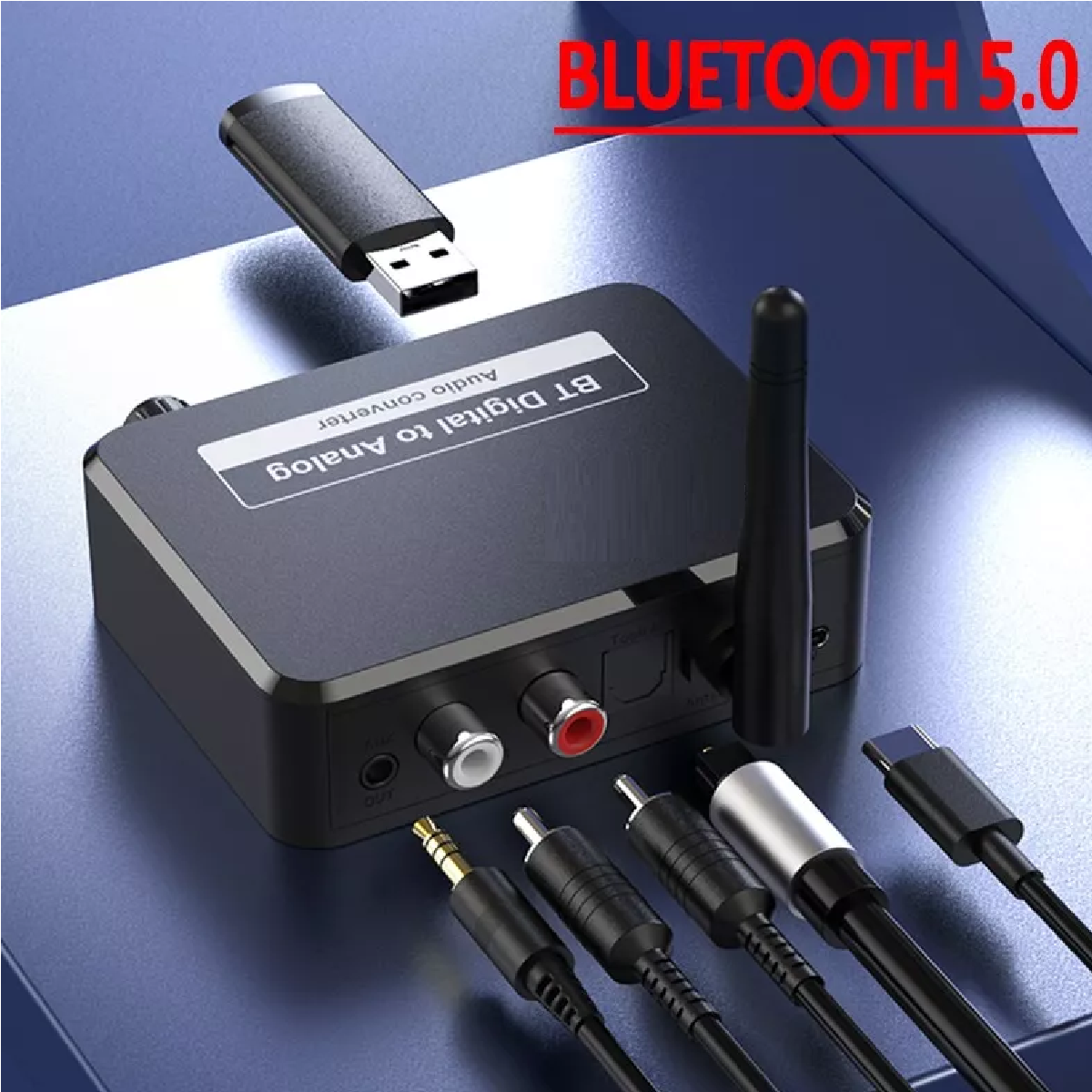 VIKEFON-minitransmisor y receptor Bluetooth 5,0, dispositivo de Audio  estéreo, AUX, RCA, USB, Conector de