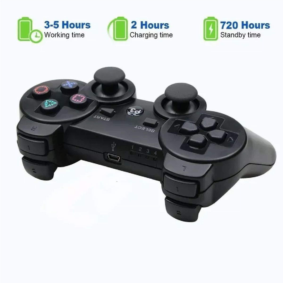 Control Inalámbrico Compatible Con Ps3 + Cable De Carga Negro