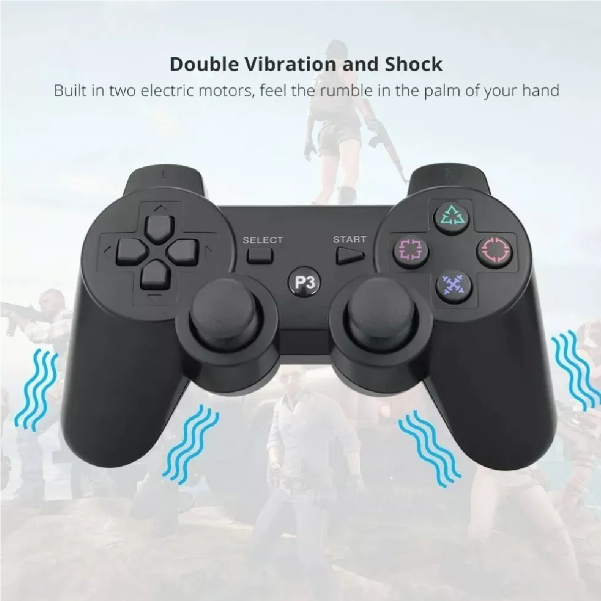 Control Inalámbrico Compatible Con Ps3 + Cable De Carga Negro