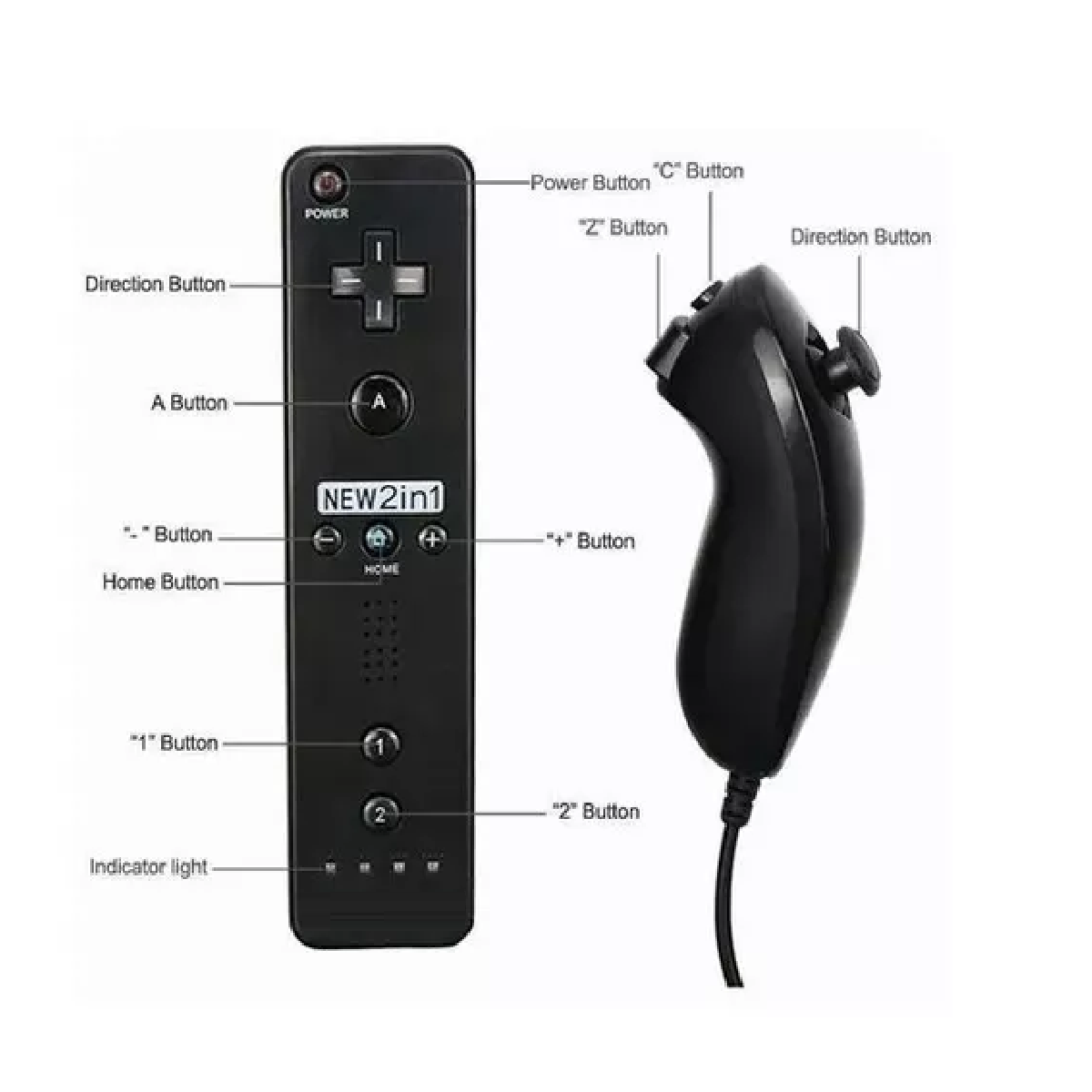  Nintendo Combo de mando a distancia Wii y controlador Nunchuck  : Videojuegos