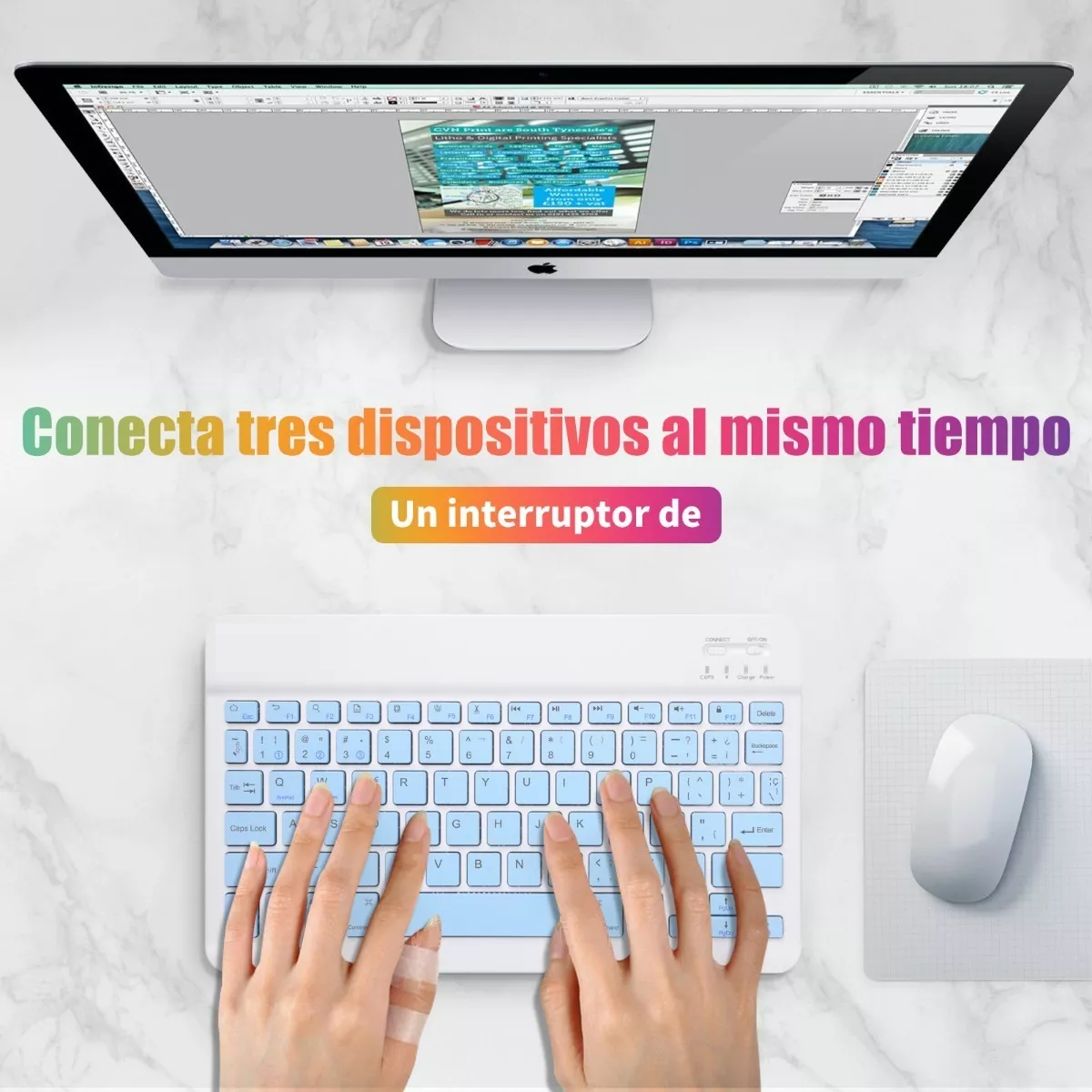 Teclado Inalámbrico Bluetooth Para iPad Android Pc Azul