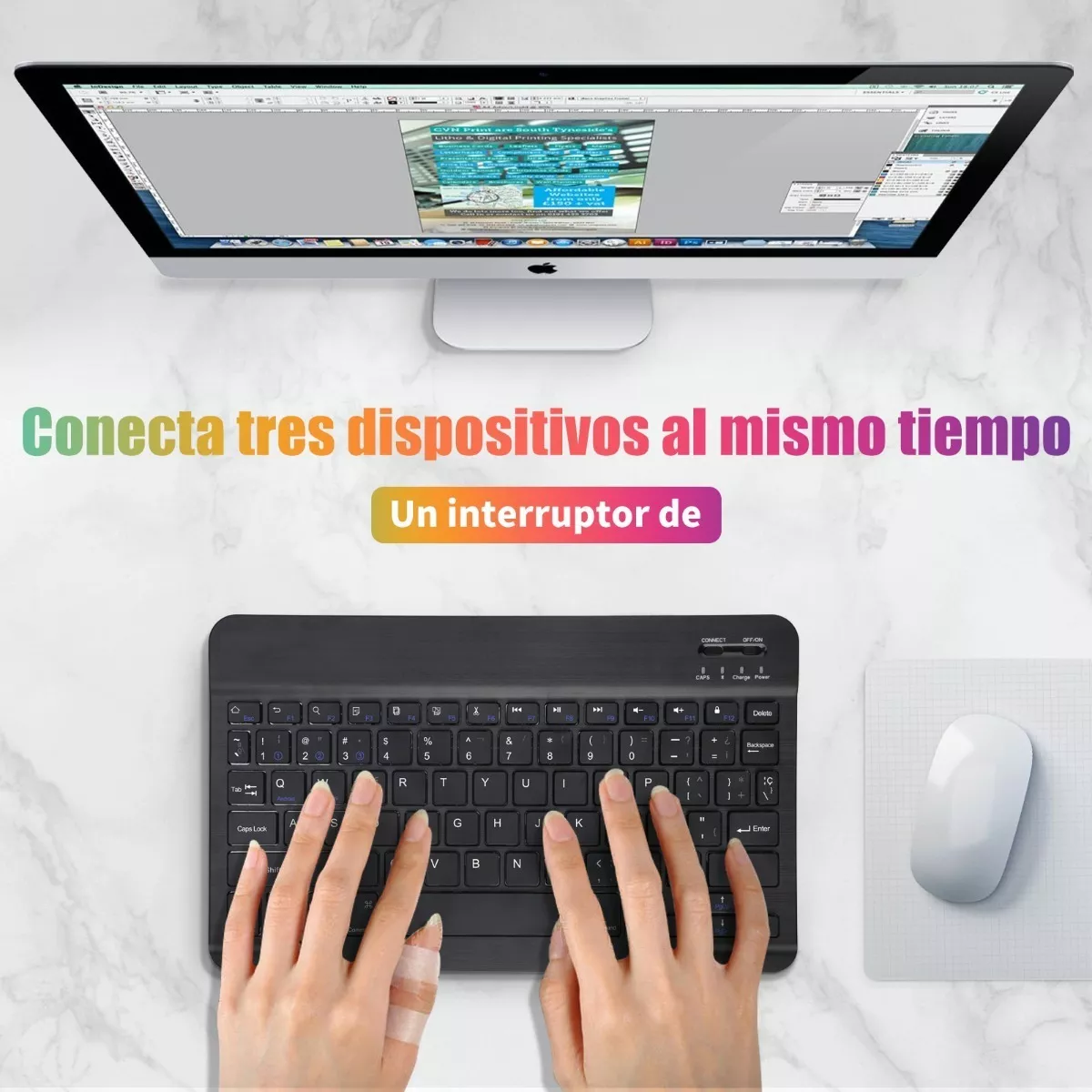 Teclado Inalámbrico Bluetooth Para iPad Android Pc Negro