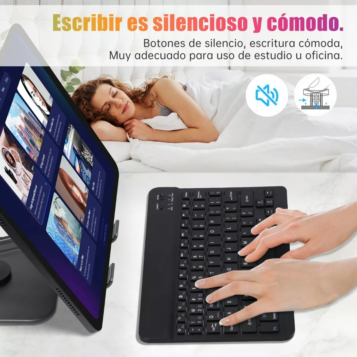 Teclado Inalámbrico Bluetooth Para iPad Android Pc Negro