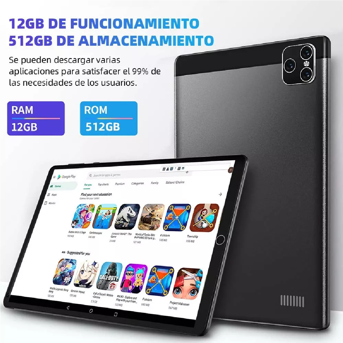 Tablet 12+512gb Memoria Ram Wifi Android 10 Pad Bluetooth