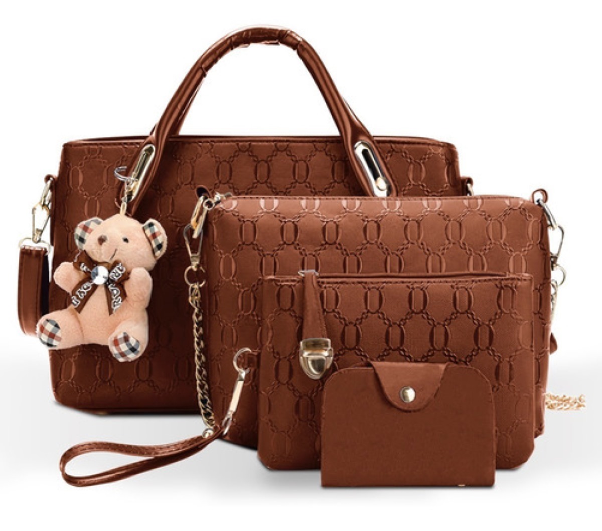 Set 4 Bolsos Impermeables De Lujo Para Mujer Marron