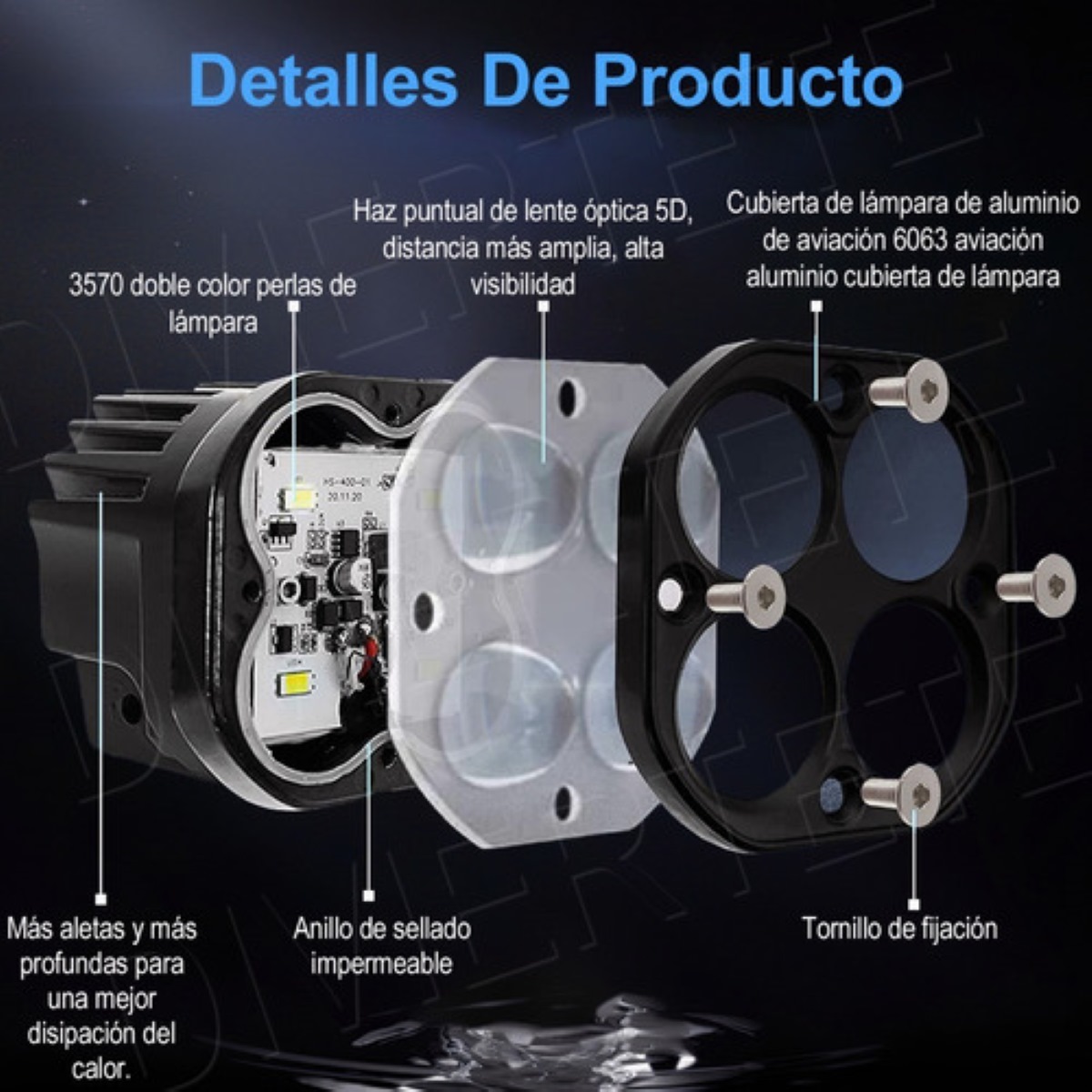Faros De Lupa Doble Color Spot Luz Universal 28000 Lúmenes