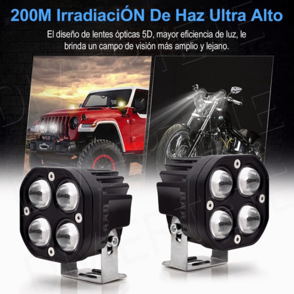 Faros De Lupa Doble Color Spot Luz Universal 28000 Lúmenes