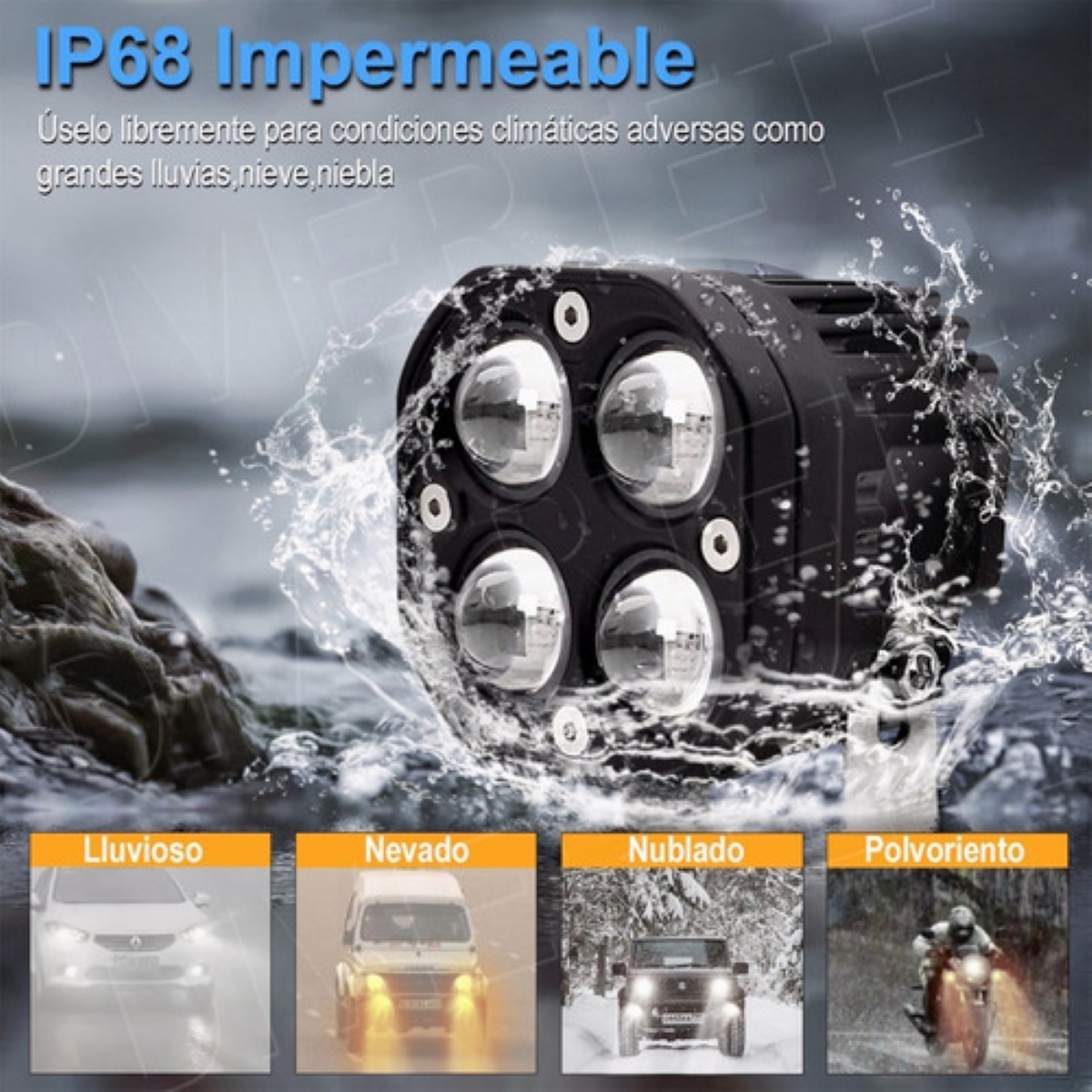 Faros De Lupa Doble Color Spot Luz Universal 28000 Lúmenes