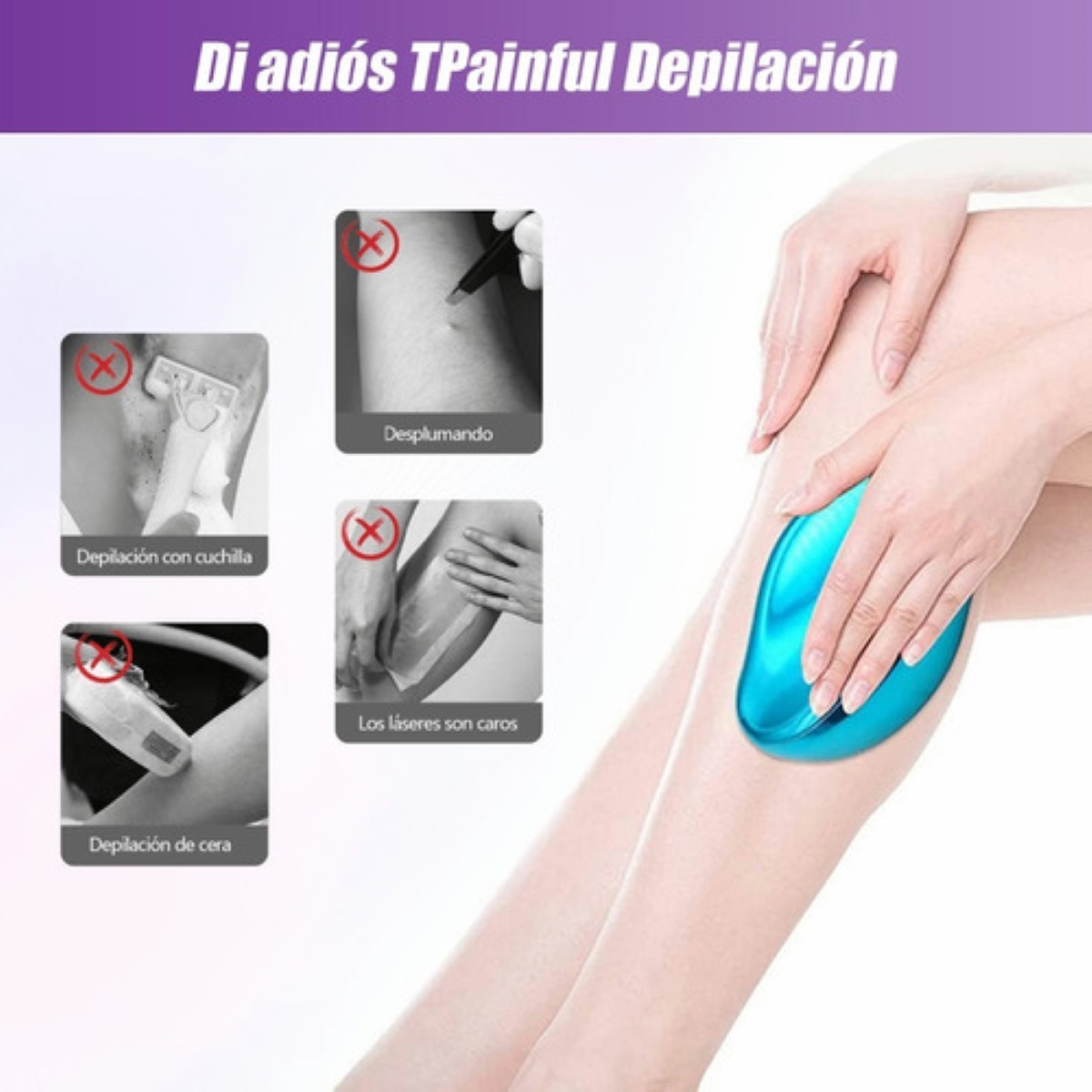 Depiladora De Cristal Depilación Física De Borrador 2 Piezas Azul y Rosa