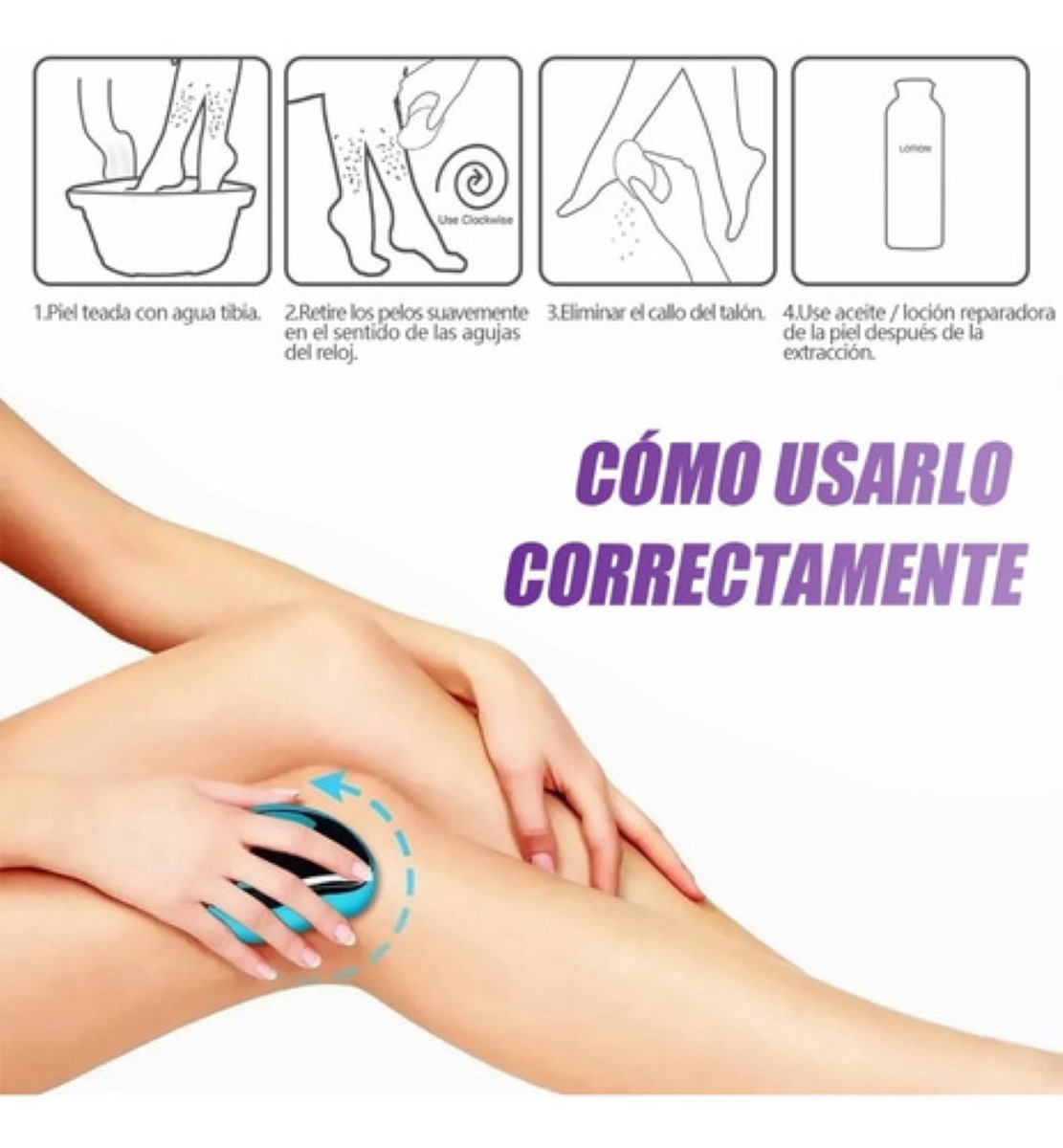 Depiladora De Cristal Depilación Física De Borrador 2 Piezas Azul y Rosa