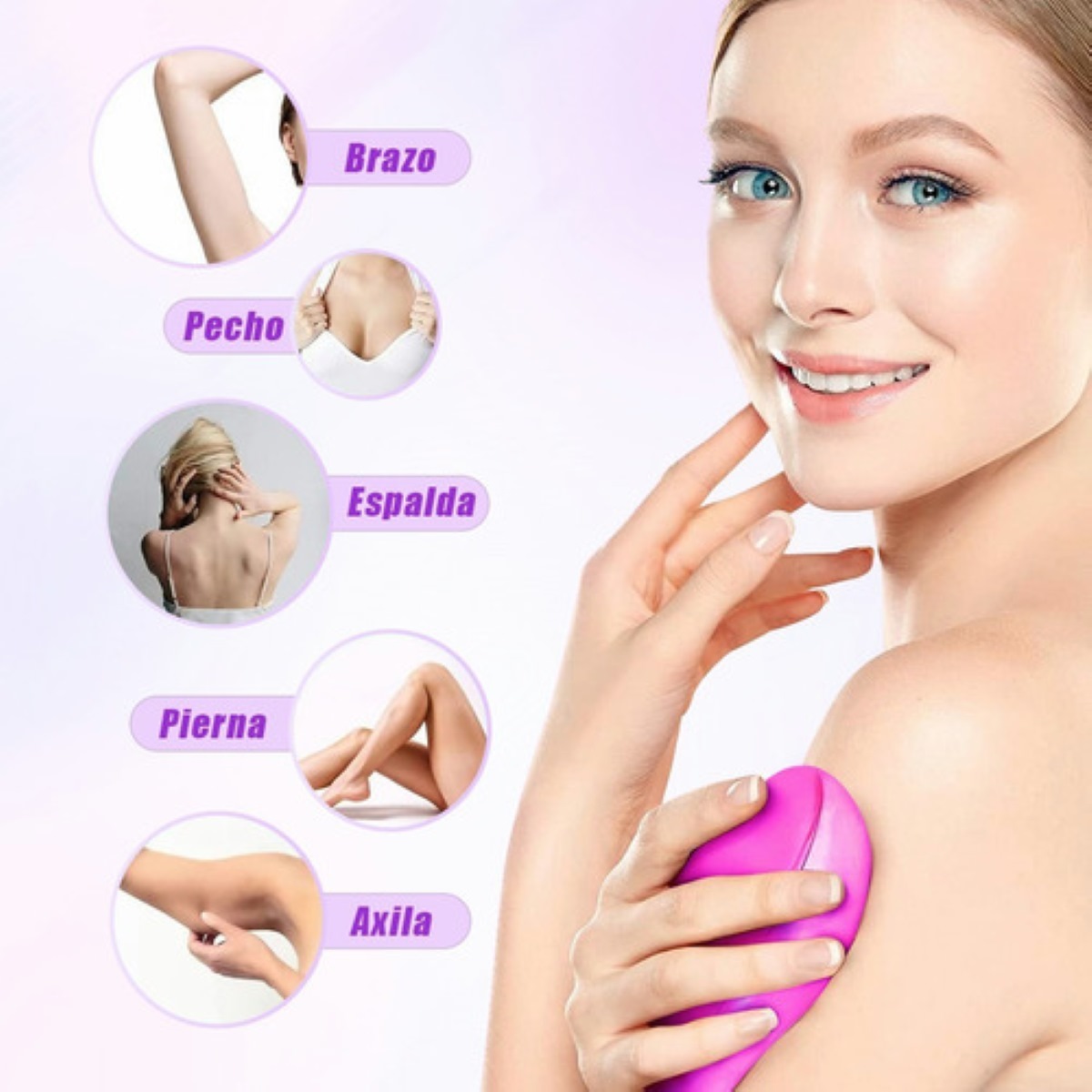 Depiladora De Cristal Depilación Física De Borrador 2 Piezas Azul y Rosa