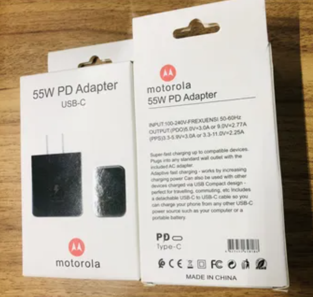 Cubo Motorola 55W Tipo C Cargador Eliminador Cuadro Caja