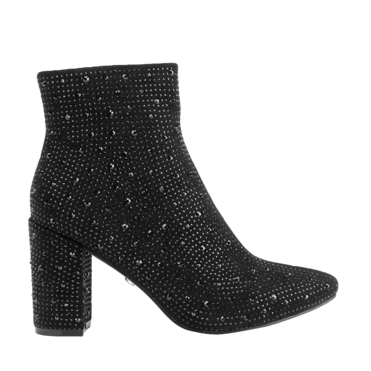 Bota de vestir de ante con pedrería marca Thalia Sodi, color negro, mod. 1085427