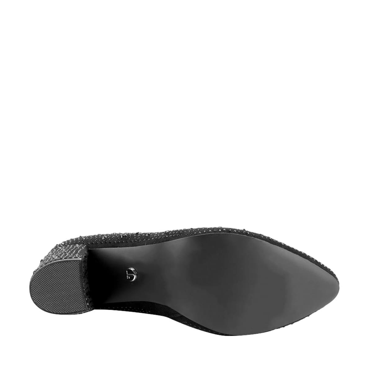 Bota de vestir de ante con pedrería marca Thalia Sodi, color negro, mod. 1085427