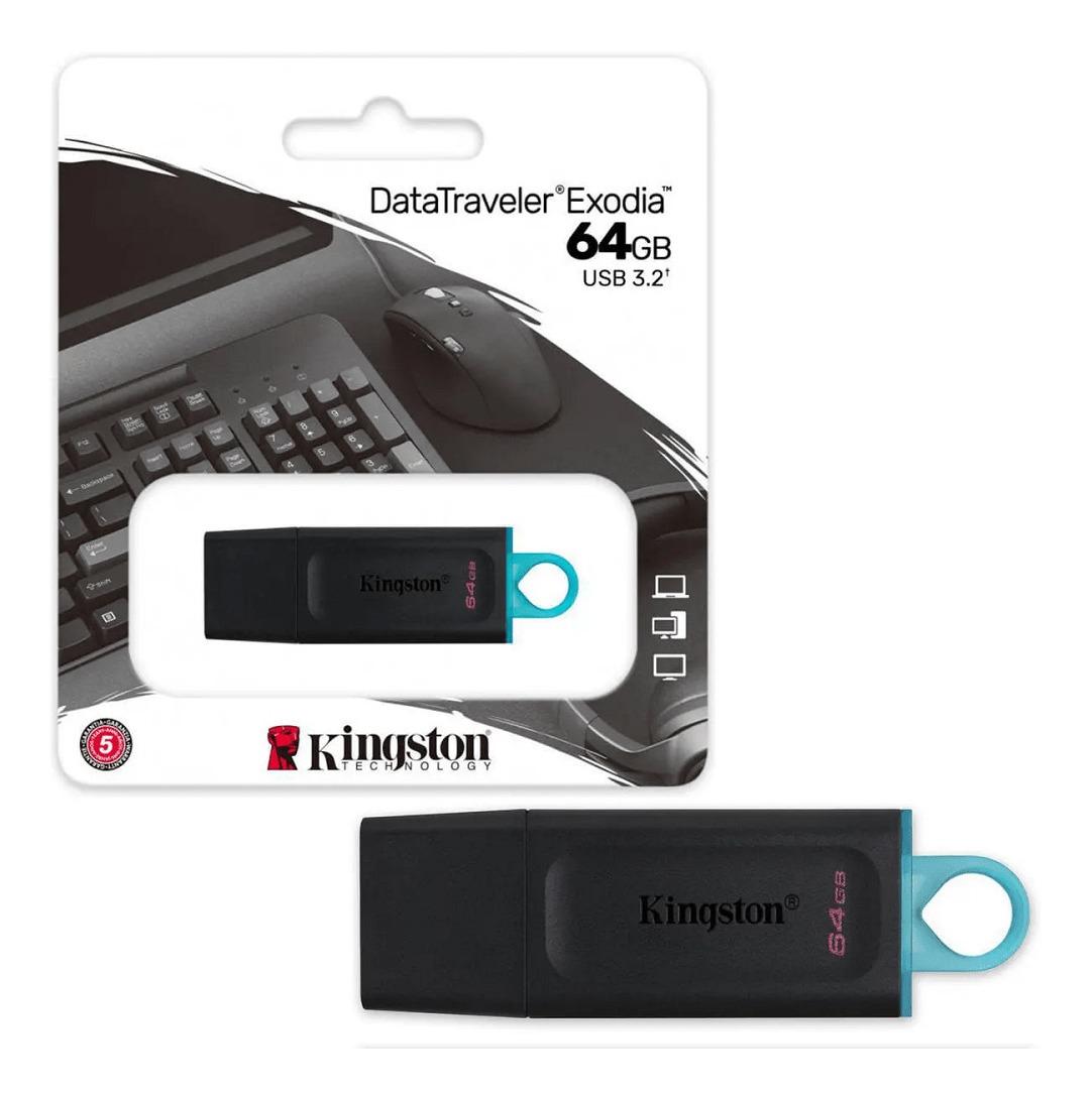 Memoria Usb 64gb Kingston Datatraveler Exodia Dtx Usb 3.2 Negro