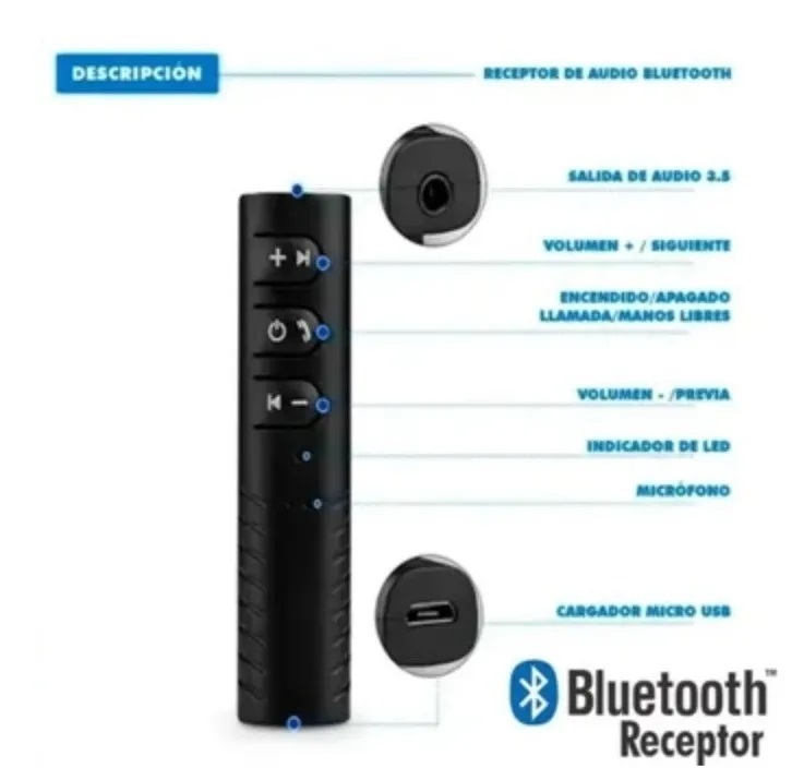 Receptor de Audio Inalámbrico Bluetooth 4.1 Jack 3.5mm Manos