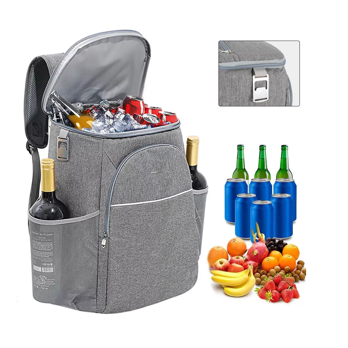 Mochila Hielera Térmica Aislada Con Destapador Botellas Impermeable
