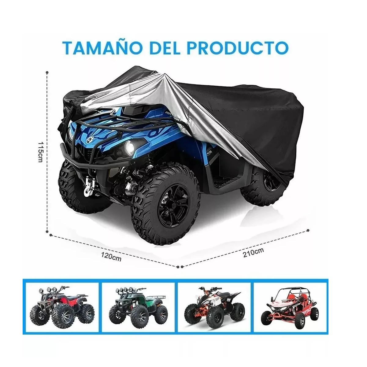 Funda Cubierta Cuatrimoto Impermeable Atv Xl Protector Moto Negro