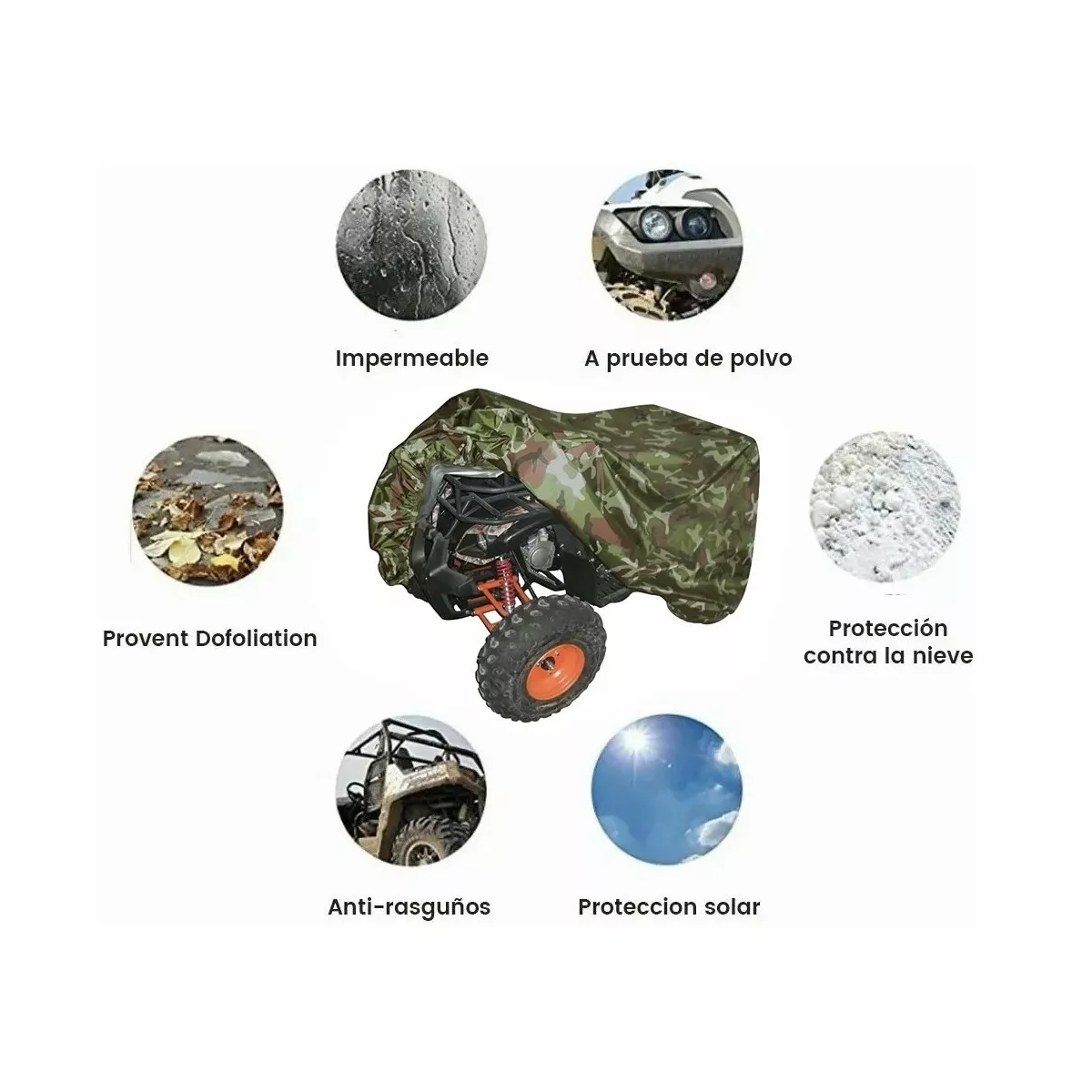 Funda Cubierta Cuatrimoto Impermeable Atv Xl Protector Moto Camuflaje