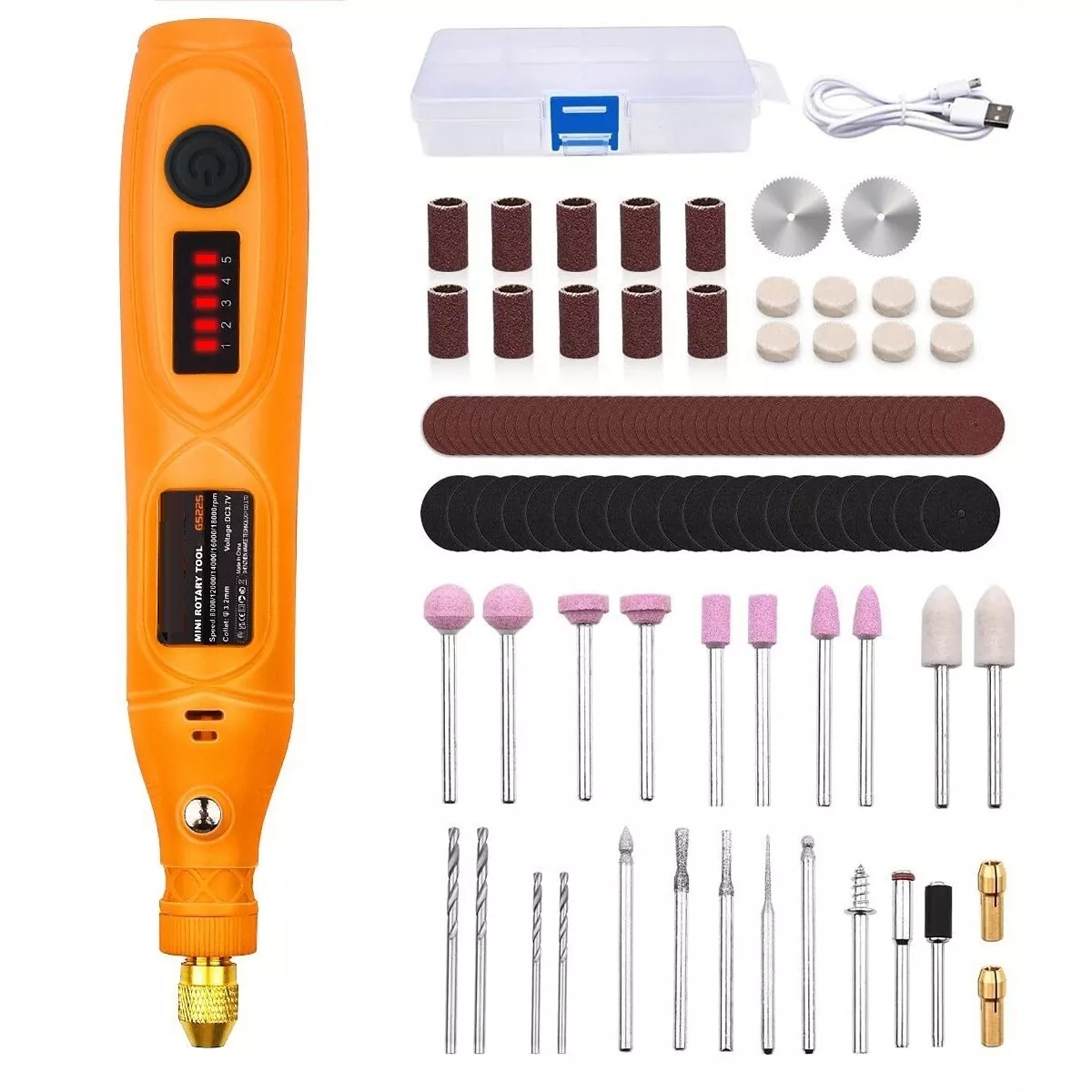 Set Mini Mototool Taladro Pulido  Accesorios Naranja