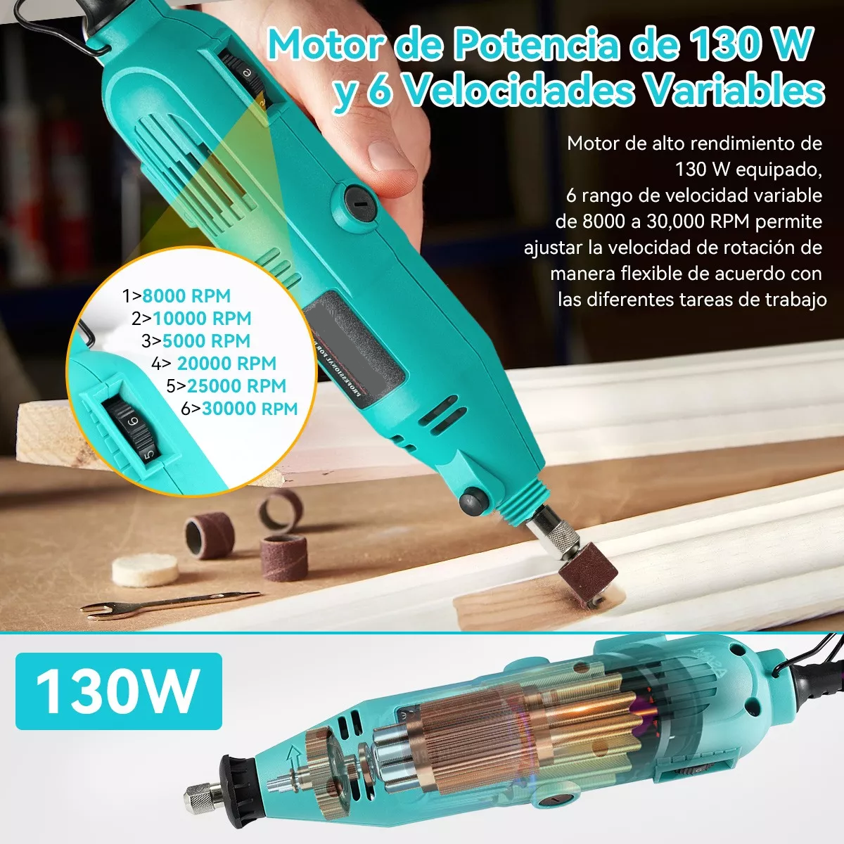 Mini Taladro Mototool Eléctrico Con 215 Pzas Accesorios