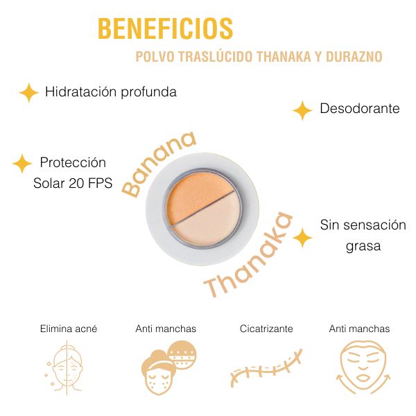 Polvo Translucido. Control acne. Proteccion UVA Y UVB. Banana y Thanaka. 