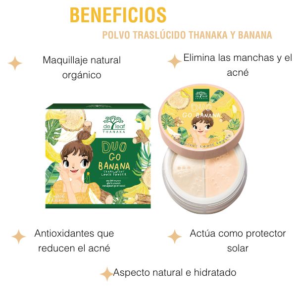 Polvo Translucido. Control acne. Proteccion UVA Y UVB. Banana y Thanaka. 