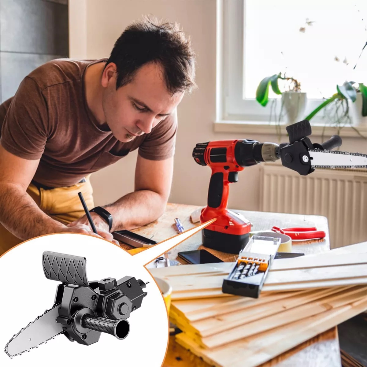 Adaptador De Taladro Sierra Recíproca Para Corte De Madera