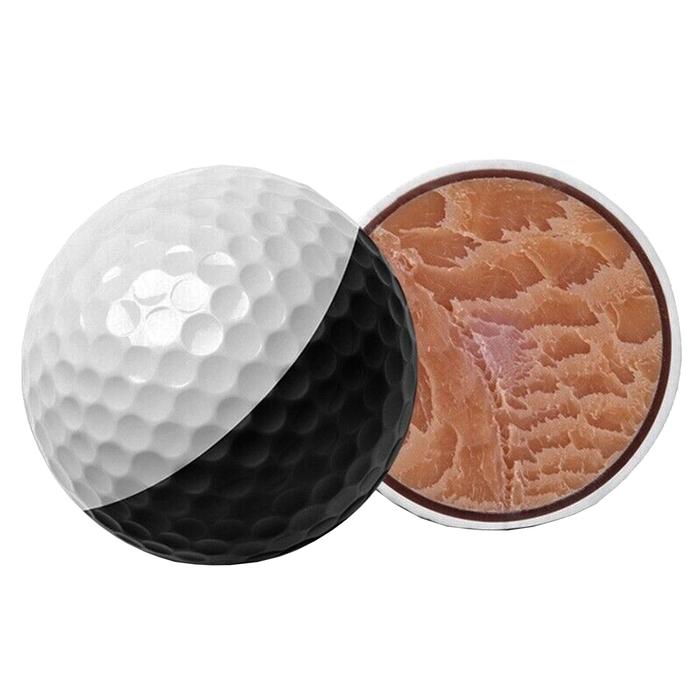 Pelotas de golf resistentes MXLFB-002-5 2 Pzas 4cm Diámetro Golf Minigolf Caucho Sintético Blanco y Negro, GolfBicolor