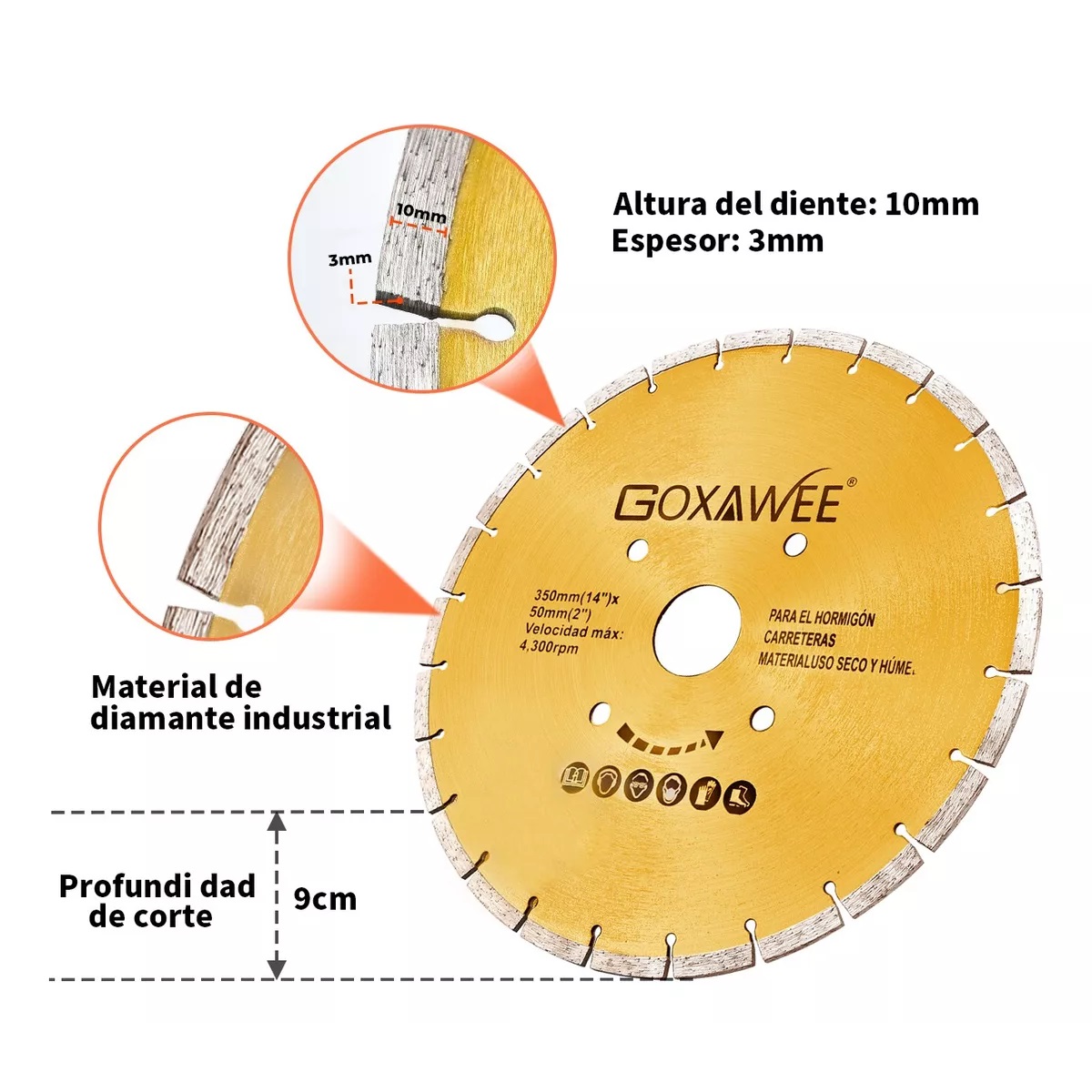  Disco De Corte Diamante Para Concreto Hormigón 14"